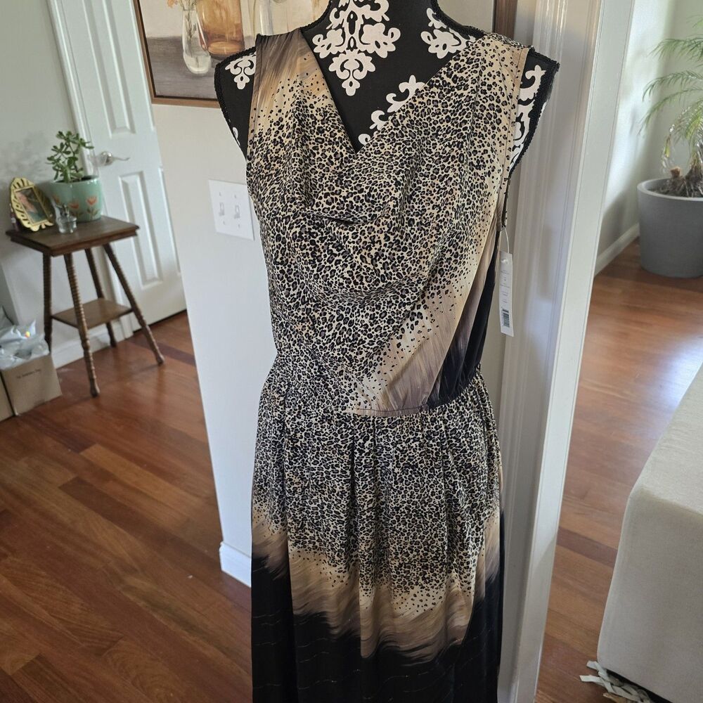 Dylan & Rose Leopard Ombre Wrap Ruffle  Luxcore Old Money Statement Dress Size M